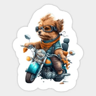 Cute yorkshire terrie cool biker dog funny tees for kids and adults Sticker